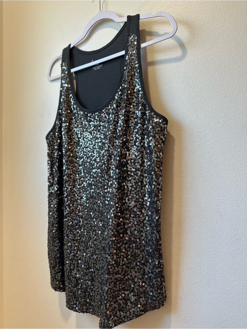 Lane Bryant 14/16 Black Silver Sequin Racerback Tank Top Party Holiday Glam - Picture 3 of 9